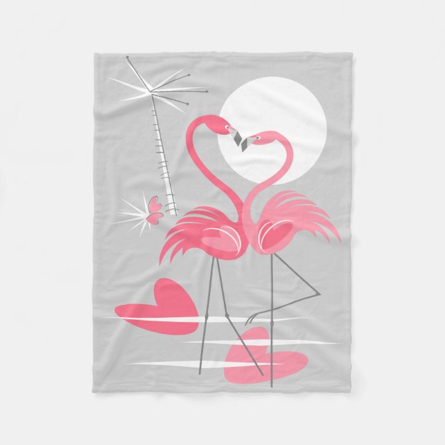 Flamingo kärlek flufffilt fleecefilt (Framsidan)