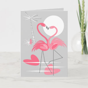 Flamingo Kärlek i text grå gratulationskort Kort