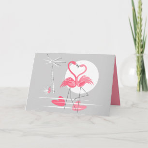Flamingo Kärlek inuti rosa hälsning-kortslandskap Kort