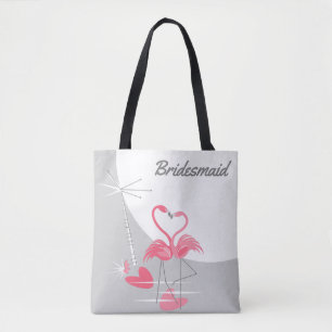 Flamingo Kärlek Large Måne Bridesmaid tote bag Tygkasse
