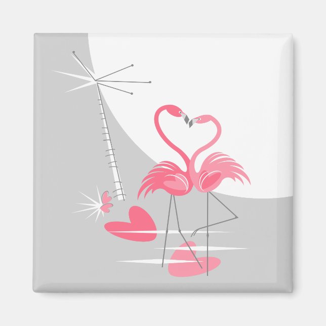 Flamingo Kärlek Large Måne Magnet2 Magnet (Framsidan)