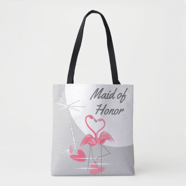 Flamingo Kärlek Large Måne Maid of honor säck Tygkasse (Framsida)