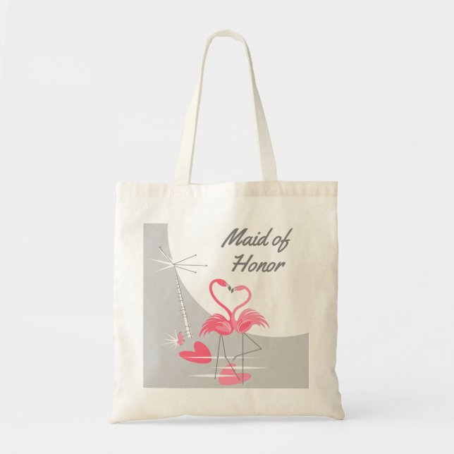 Flamingo Kärlek Large Måne Maid of honor tote Tygkasse (Framsidan)