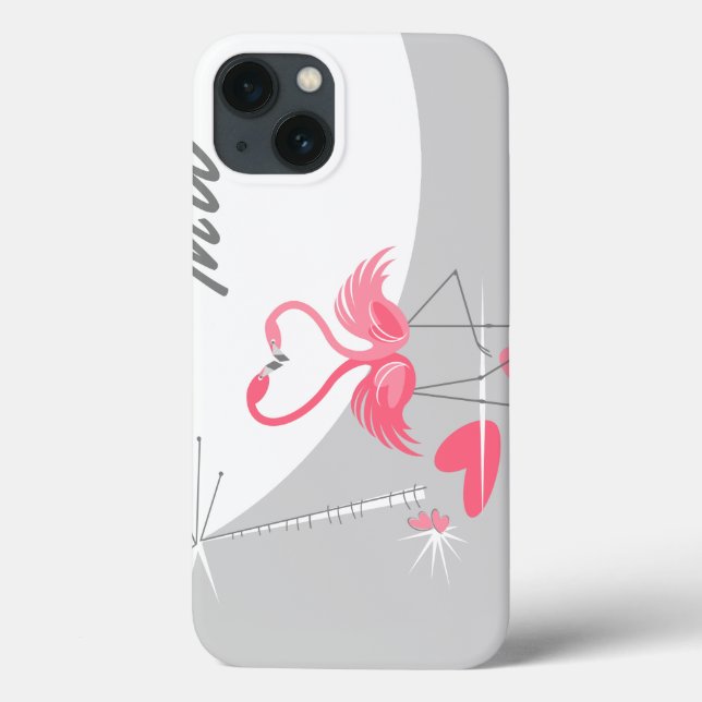 Flamingo Kärlek Large Måne Monogram IPad-fall (Baksida)
