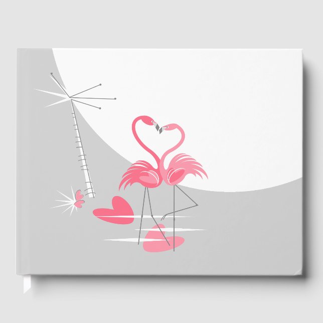 Flamingo Kärlek Large Måne Namn Data Gästböcker (Framsida)