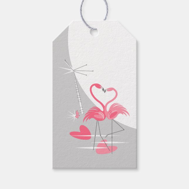 Flamingo Kärlek Large Måne presentmärkre Presentetikett (Framsidan)