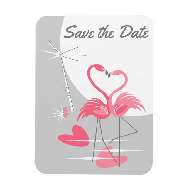 Flamingo Kärlek Large Måne Spara datumflexibilitet Magnet (Vertikal)