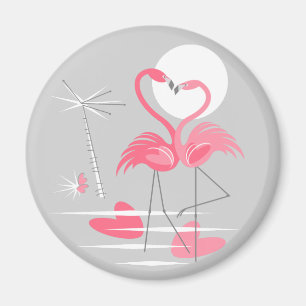 Flamingo Kärlek-magnetrunda Magnet