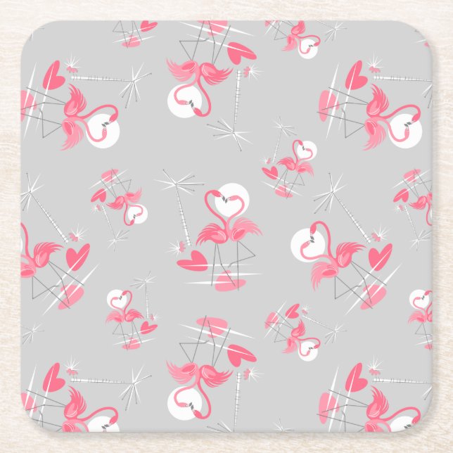 Flamingo Kärlek Multi underlägg square Papper Kvadrat (Framsidan)