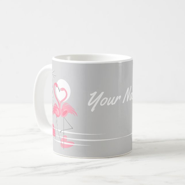 Flamingo Kärlek Namn-mugg Kaffemugg (Framsida vänster)