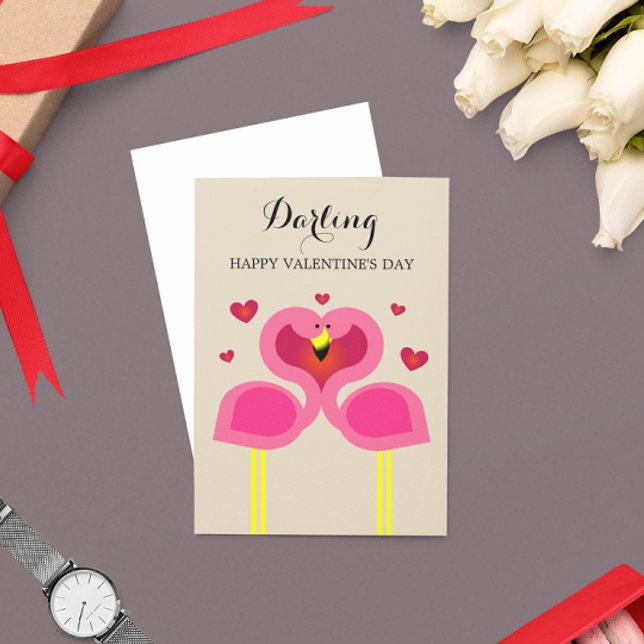 Flamingo Kärlek Personlig Valentines day-kort Helgkort (Skapare uppladdad)