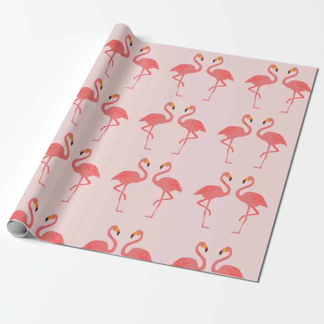 Flamingo Kärlek Presentpapper (Utrullad)