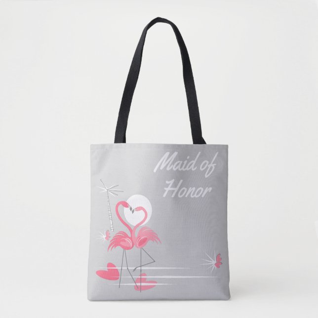 Flamingo Kärlek Side Maid of honor tote bag Tygkasse (Framsida)