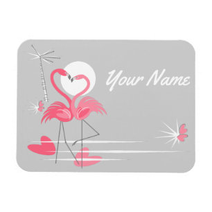 Flamingo Kärlek Side Namn (flexibel magnet) Magnet