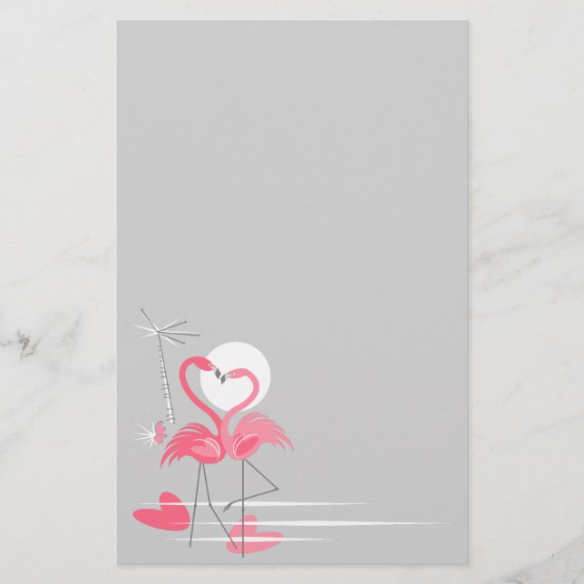 Flamingo Kärlek Side-skrivbordet Brevpapper (Framsida)