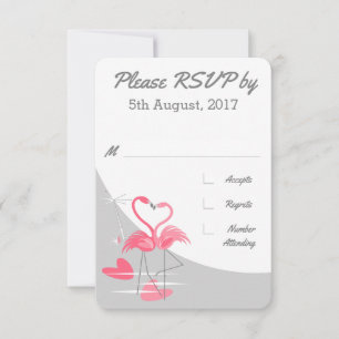 Flamingo Kärlek Stor Måne bröllop RSVP Inbjudningar