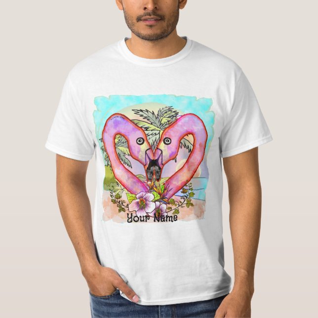 Flamingo Kärlek T Shirt (Framsida)