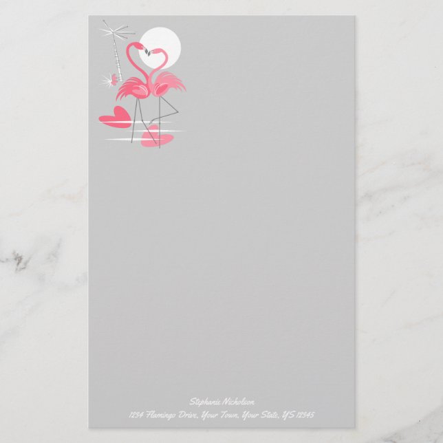 Flamingo Kärlek Text-stationär Brevpapper (Framsida)