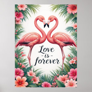 Flamingo Kärlek Tropical Art Poster