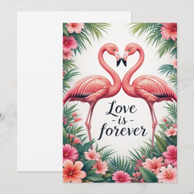 Flamingo Kärlek Tropical Decor (Fram/baksida)