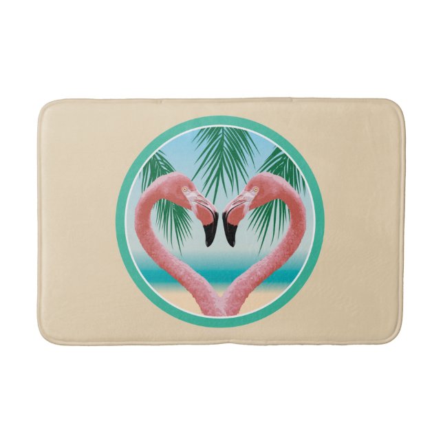 Flamingo Kärlek (Tropical Valentine) Badrumsmatta (Framsidan)