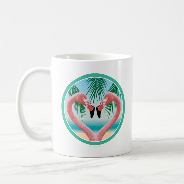 Flamingo Kärlek (Tropical Valentine) Kaffemugg (Vänster)