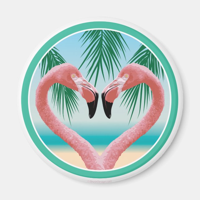Flamingo Kärlek (Tropical Valentine) Magnet (Framsidan)