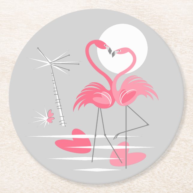 Flamingo Kärlek underlägg runda Papper Rund (Framsidan)
