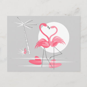 Flamingo Kärlek vycard liggande Vykort