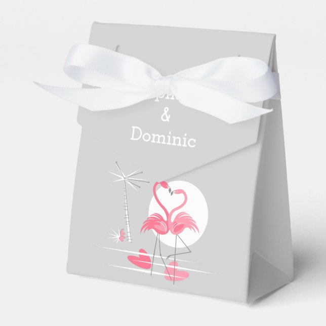 Flamingo Kärleks Namn och Datum favoritlåda tält Presentaskar (Framsidan Sidan)