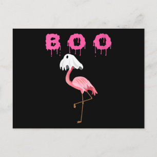 Flamingo Kvinnor Flamingo Boo Ghost Halloween Meddelande Vykort