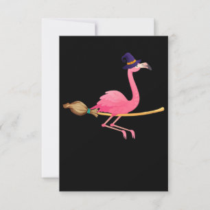 Flamingo   Kvinnor Funny Flamingo Witch Halloween OSA Kort