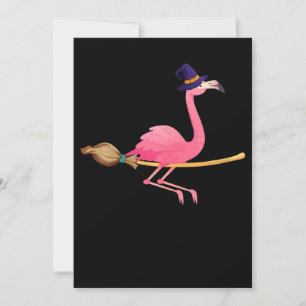 Flamingo Kvinnor Funny Flamingo Witch Halloween Tack Kort