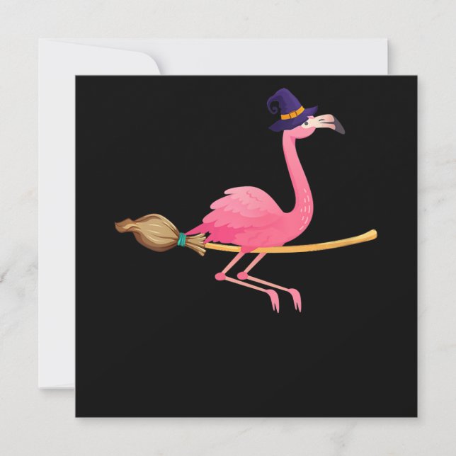 Flamingo | Kvinnor Rolig Flamingo Häxa Halloween Inbjudningar (Framsida)
