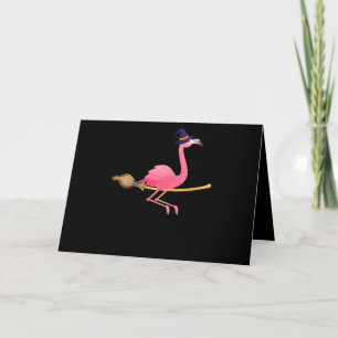 Flamingo Kvinnor Rolig Flamingo Häxa Halloween Kort