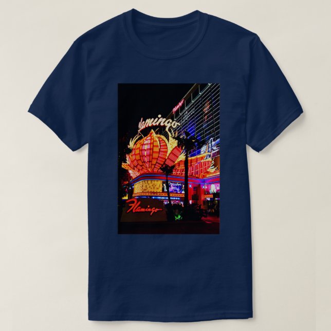 Flamingo Las Vegas Hotel Neon Signs America T Shirt (Design framsida)