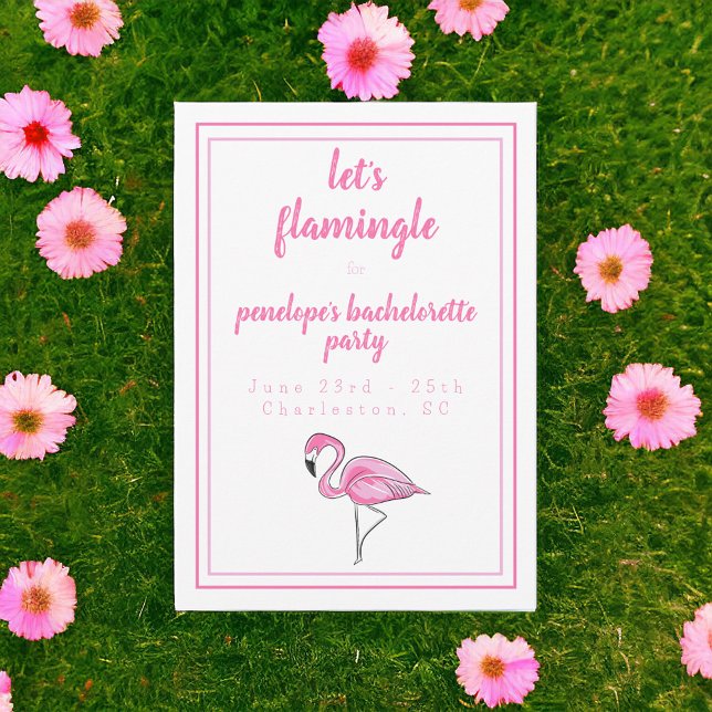 Flamingo Låt oss Flamingle Bachelorette Itinerary Inbjudningar (Skapare uppladdad)