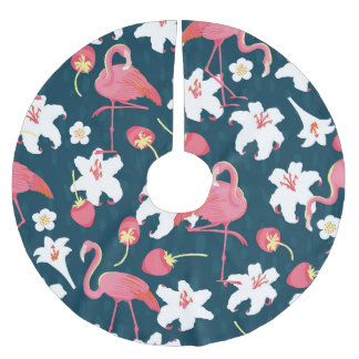Flamingo Lilies: Tropical Vintage Design. Julgransmatta Borstad Polyester