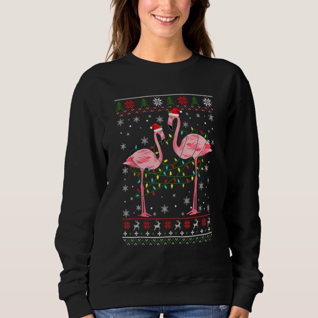 Flamingo Ljus Tangled Ugly Sweater jul Ani T Shirt (Framsida)