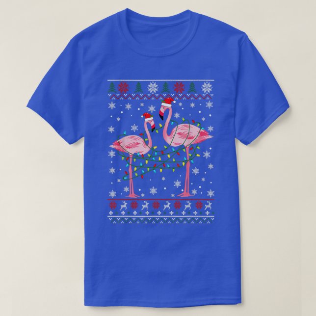Flamingo Ljus Ugly Sweater jul Animals T Shirt (Design framsida)