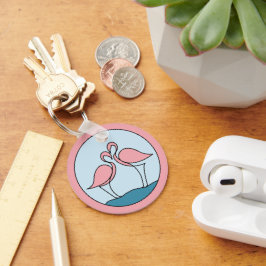 Flamingo Logotyp Art-foto för affärsomgång Nyckelring