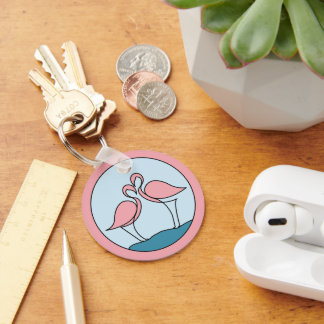 Flamingo Logotyp Art-foto för affärsomgång Nyckelring