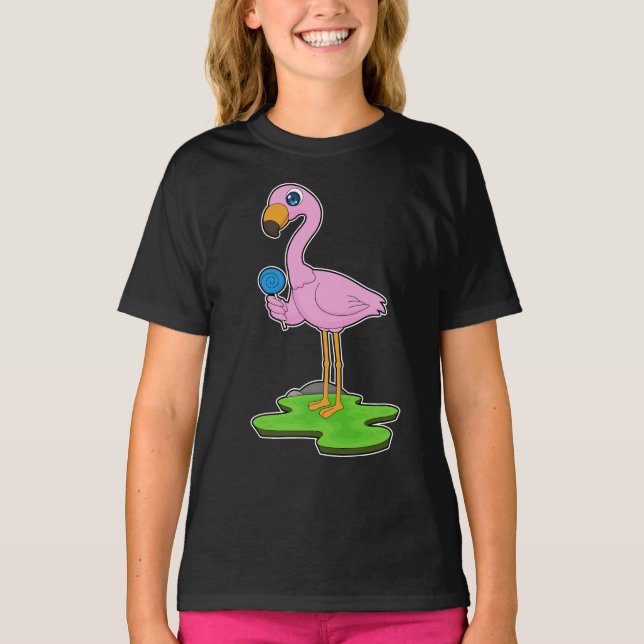 Flamingo Lollipop Candy T Shirt (Framsida)