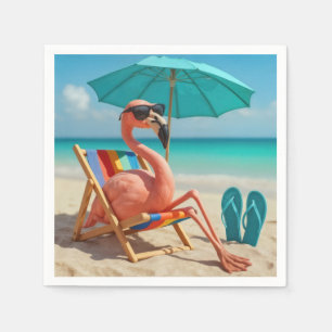 Flamingo Louning on a Beach stol Pappersservett