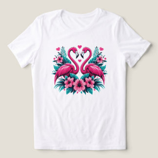 Flamingo Love Heart – Tropical Floral Romance T Shirt
