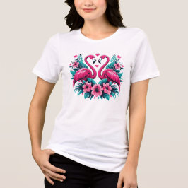 Flamingo Love Heart – Tropical Floral Romance T Shirt