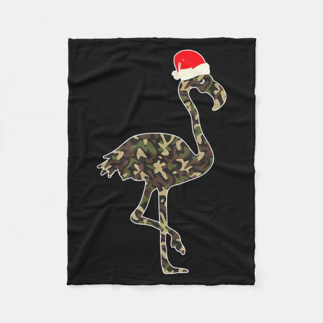 Flamingo Lover Christmas Santa Hat Camouflage Illu Fleecefilt (Framsidan)