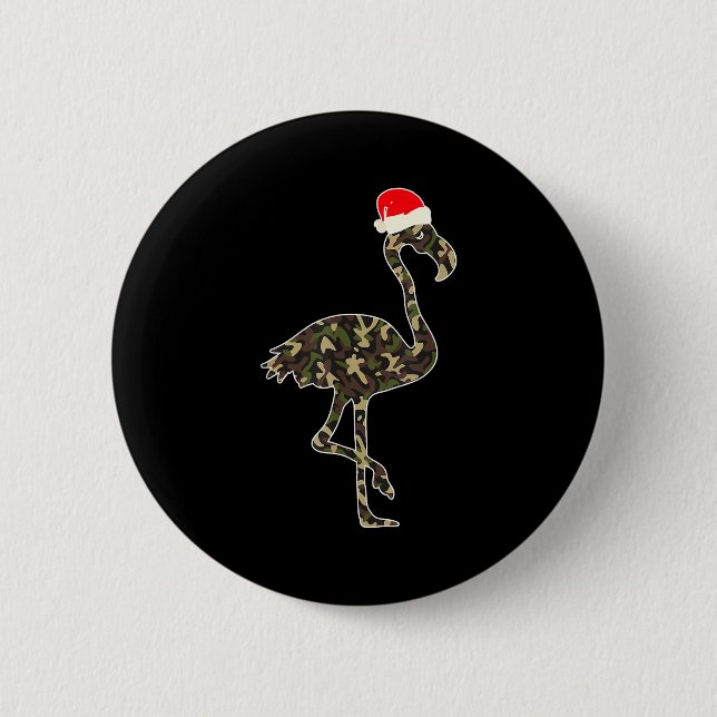 Flamingo Lover Christmas Santa Hat Camouflage Illu Knapp (Framsida)