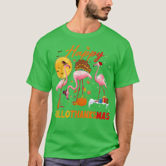 Flamingo Lycklig HalloThanksmas Funny Halloween Th T Shirt