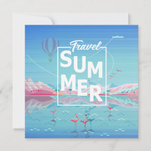 Flamingo, Magic Travel, sommartropisk havsstrand Spara Datumet